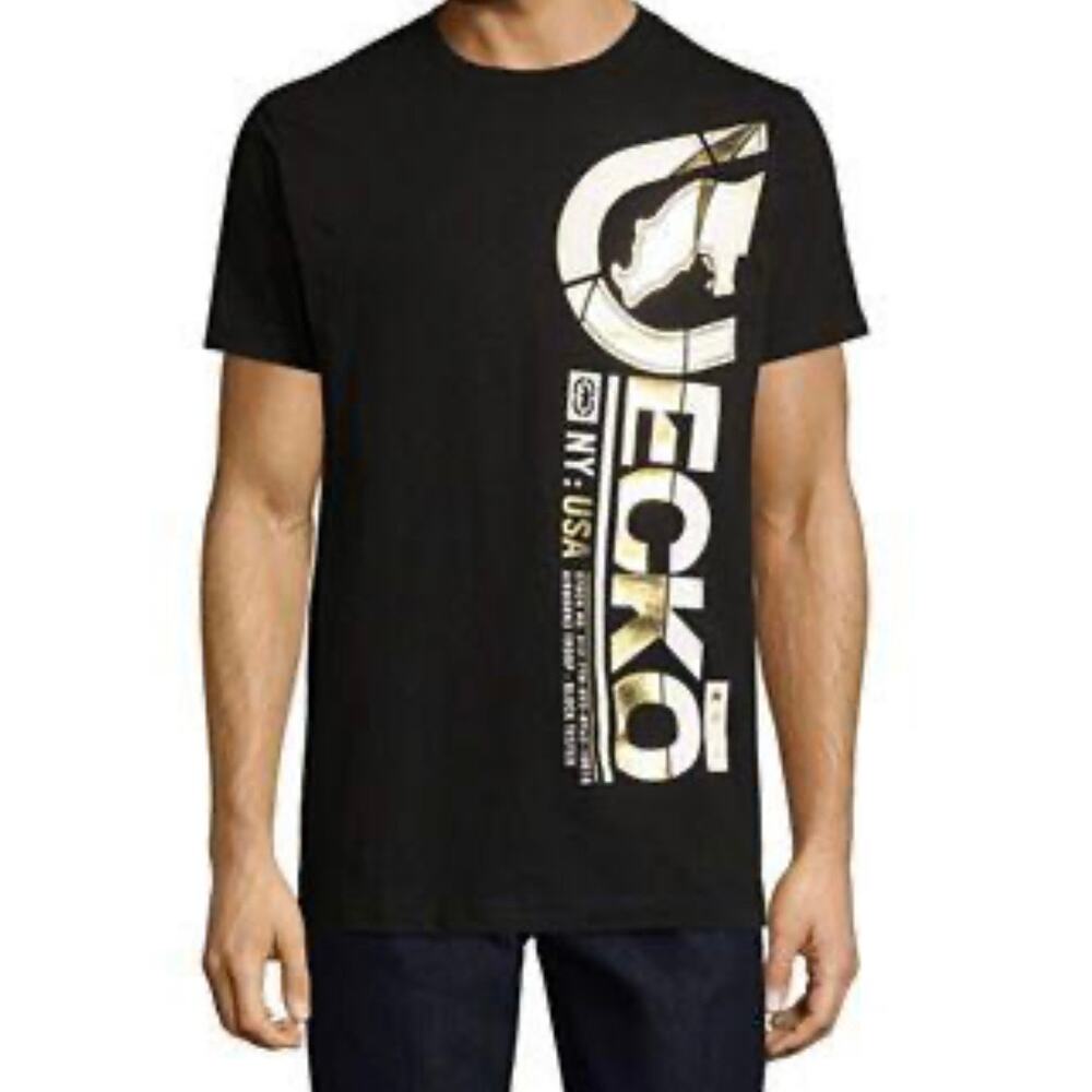 Ecko Unltd Mens Gold Logo T-Shirt SZ 3XLT 90s Y2K Hip Hop Skater Grunge Cotton